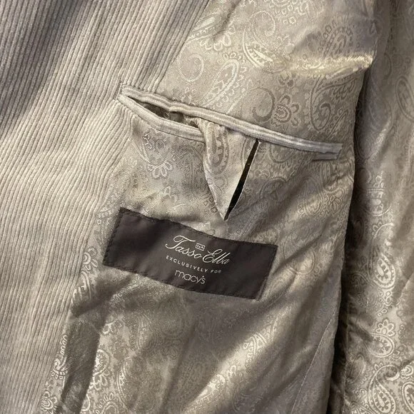 Vintage Tasso Elba Corduroy Safari Blazer Jacket RARE Mens Large L Elbow Patches